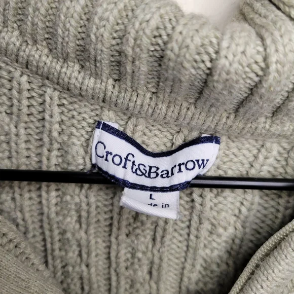 Croft & Barrow green zip henley cable knit turtleneck, sz l - Picture 7 of 7